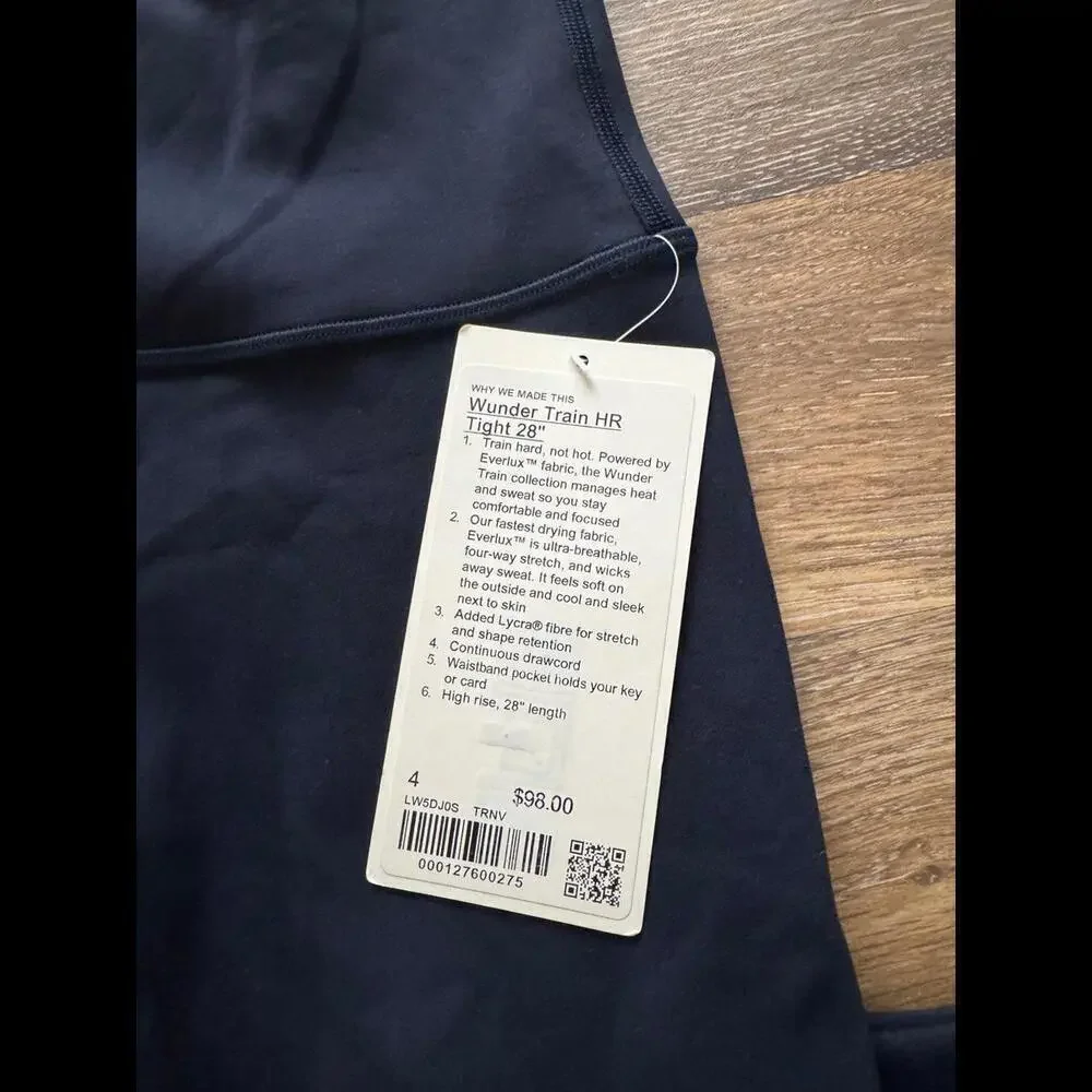 Lululemon Wunder Train High Rise 28” True Navy Size 4 NWT